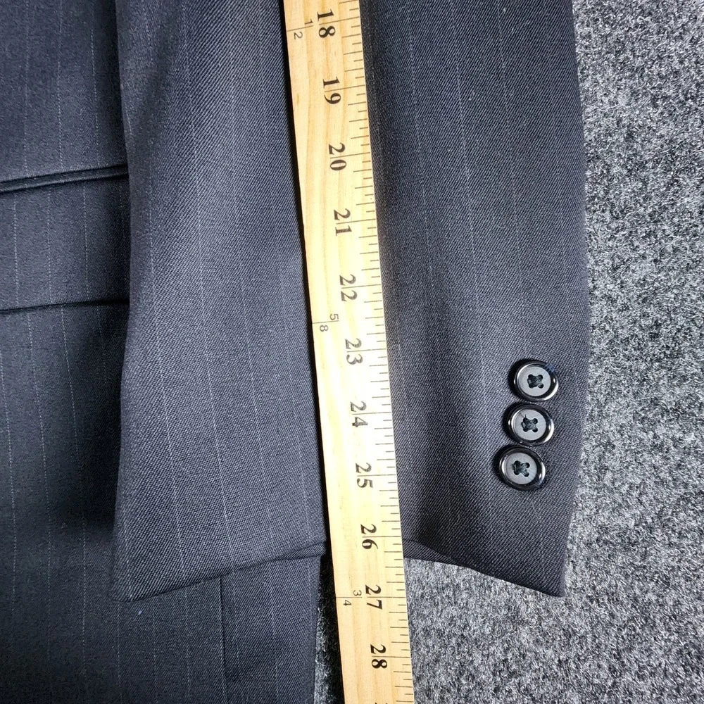 Henry Grethel 2 Piece Suit Mens 54L Pants 53X28 Navy Pin‎ Stripe Wool Blend